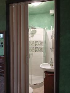 a bathroom with a shower and a sink at TABERNA ROMANA VILLA OCA b&b in Velletri