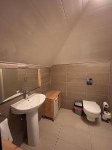 un bagno con lavandino e WC di Ibiza a Batroûn Altre 13 foto