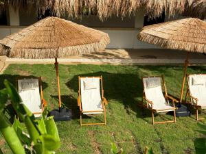 a group of chairs and umbrellas in the grass at Villa Aniani in El Nido +8 photos