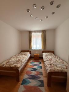 a room with two beds and a window at Wohnung in Hüttau in Sonnberg