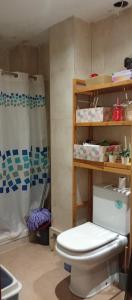 un baño con inodoro y ducha en Amali, en Blanes