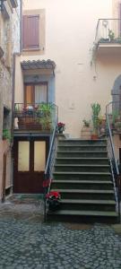 オルヴィエートにあるLa Dolce Orvietoの鉢植えの戸口へ続く階段のある建物 +29枚の写真