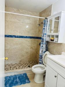 a bathroom with a shower and a toilet at Discovery Cove Sarasota in Sarasota +35 photos