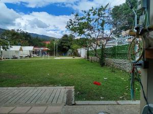 Cabaña tipi ñeque con vista al bosque في سيلفانيا: ساحة مع فريسبي على العشب