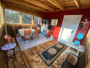 an overhead view of a room with a table and chairs at McCarthy Lodge Resort in McCarthy