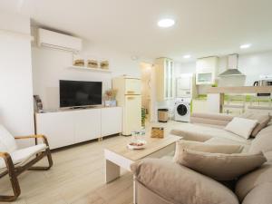un soggiorno con due divani e una TV di Albaicin Rolando FreshApartment a Granada