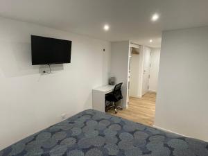 Et tv og/eller underholdning på Maison de ville rénovée - Carc'apparts - terrasse