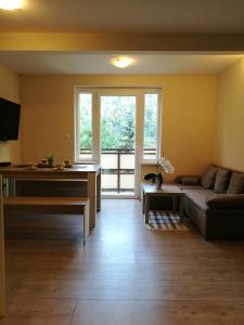 a living room with a couch and a table at Apartment Belaj in Celje +19 photos