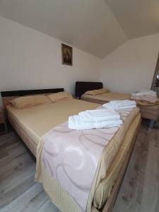zwei Betten in einem Zimmer mit in der Unterkunft Casa Birsan in Jina + 4 Fotos