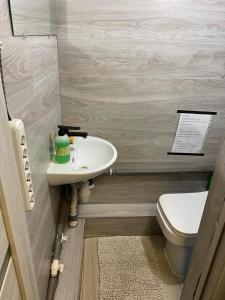 a bathroom with a sink and a toilet at Personal Room Central in Chişinău
