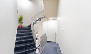 un escalier dans un immeuble avec des escaliers bleus dans l'établissement Treebo Fort Mountview Jalmahal, à Jaipur