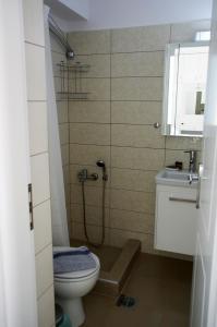 a bathroom with a shower with a toilet and a sink at Nafsika in Ioannina