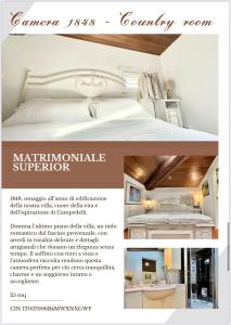 a collage of photos of a bedroom with a bed at Villa Meraville in Bologna