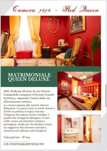 a flyer for a hotel room with red walls at Villa Meraville in Bologna