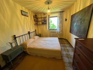 a bedroom with a bed and a window at Casa con giardino e vista sulle montagne in Cutigliano