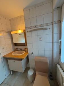 Phòng tắm tại Sonniges Apartment im Zentrum mit Bergblick +4 ảnh