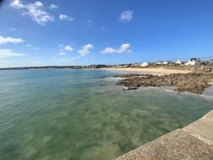 una vista de la playa desde la orilla en Appartement avec son jardin face au port d'Audierne, en Plouhinec