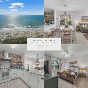 een collage van foto's van een keuken en een strand bij Relaxing beach getaway just steps to the shore in Coquina Gables