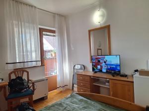 1 dormitorio con escritorio y TV. en Mia's room, en Zreče
