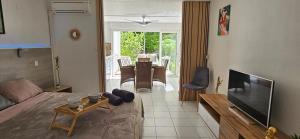 TV a/nebo společenská místnost v ubytování Ti Lagon, studio RDC, piscine, Res Les Boucaniers