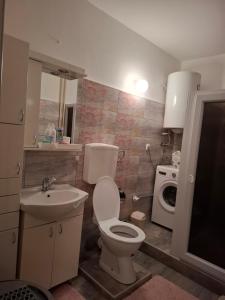 KulaにあるStan na dan DN-apartmanのバスルーム(トイレ、洗面台、洗濯機付)