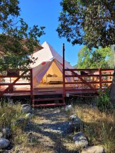 una tenda in un campo con una recinzione di Achibueno Glamping a Linares