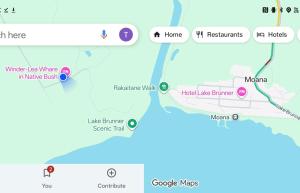 a map of where to stay in mexico at Winder-Lea Whare in Native Bush in Moana