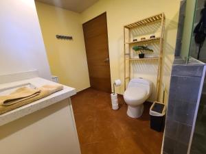 Pura Vida - Villa Lisa في باريتا: حمام مع مرحاض ومغسلة +12 صورة