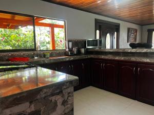 Dapur atau dapur kecil di Arenal Rústic Lodge