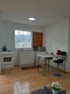 Kuchyň nebo kuchyňský kout v ubytování Cabaña Rayantu Antuco