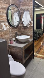 a bathroom with a sink and a mirror at Apartamento mandarina in Zacatecas