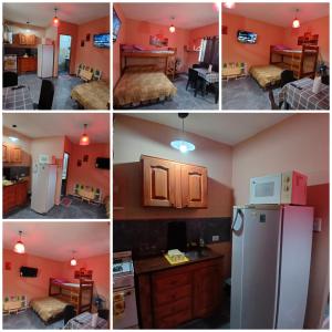 four different pictures of a kitchen and a room at Monoambiente San Bernardo in San Bernardo