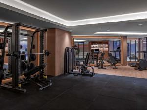 イスタンブールにあるMövenpick Living Istanbul Saklivadiのホテルの部屋にある有酸素運動器具を備えたジム +60枚の写真