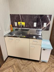 een keuken met een spoelbak en een aanrechtblad bij star in Osaka
