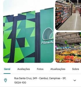 a collage of pictures of a grocery store at Studio completo e aconchegante com vaga de garagem in Campinas