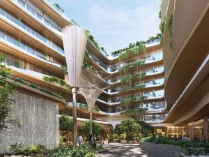 Una representación artística de un edificio con plantas. en Fairmont Hanoi, en Hanói