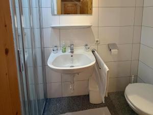 a bathroom with a sink and a toilet at Apartment with Alpine views in Fügenberg