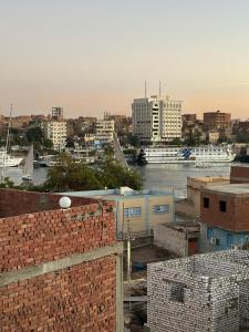 a view of a city with a river and buildings at Nasser Nubian Guest House in Jazīrat Aswān