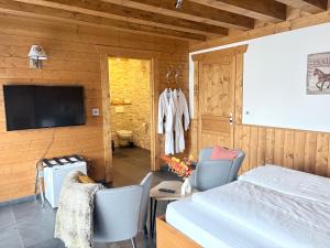 TV a/nebo společenská místnost v ubytování De Blockhut