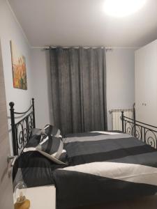 Un dormitorio con dos camas y una ventana. en Girasole, en Alessandria