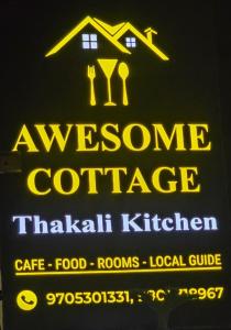 a neon sign for ansics conference with a house on it at Awesome Cottage in Kāskī