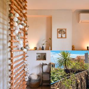 ラ・シオタにあるMon petit cocon au bord de l'eauの壁に貝殻が飾られた部屋