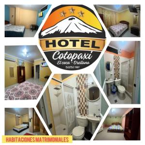 uma colagem de fotografias de um quarto de hotel em Hotel Cotopaxi em El Coca
