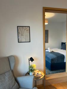 Giường trong phòng chung tại Eröffnungspreise !!! Zentrales Apartment in Bad Zwischenahn