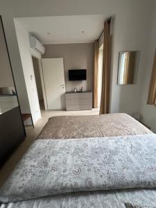 a bedroom with a large bed and a television at Capitan Ale in Sanremo