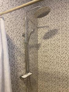 a shower with a shower head in a bathroom at EdenRose Guest House in Kwabenya +2 photos