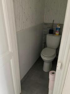 a bathroom with a toilet and a roll of toilet paper at Acacia 2 in Nevers