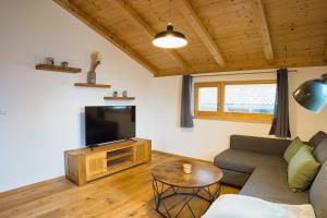 TV a/nebo společenská místnost v ubytování Ferienwohnung Waldzeit