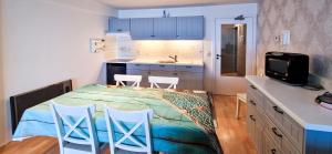 ブランケンベルヘにあるParadis Zeedijk 4のキッチン(ベッド1台、椅子付)