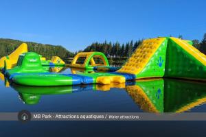 a group of inflatable boats in the water at Mont Blanc 121-111 in Saint-Faustin
